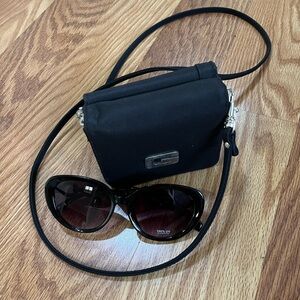 Black Crossbody Bag with Sunglasses
